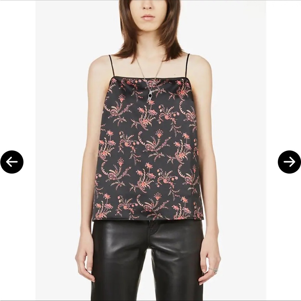 NWT PAIGE DAISIE PAISLEY-PRINT SATIN TOP